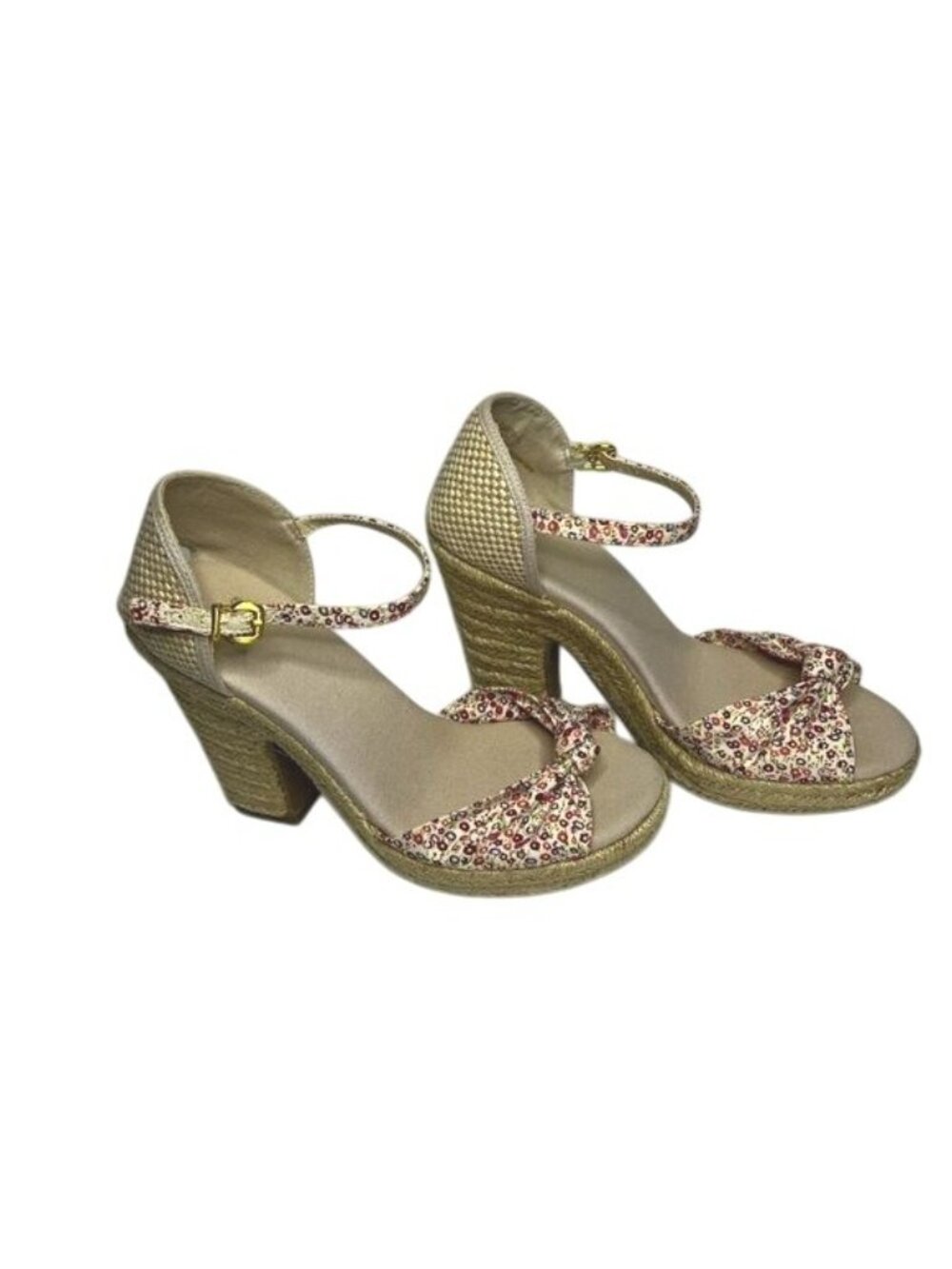 Hot Kiss Floral Ankle-Strap Chunky Heel Sandals Womens Size 8 - Picture 3 of 12
